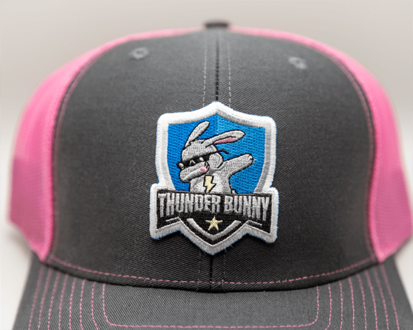 thunder bunny pink hat close up