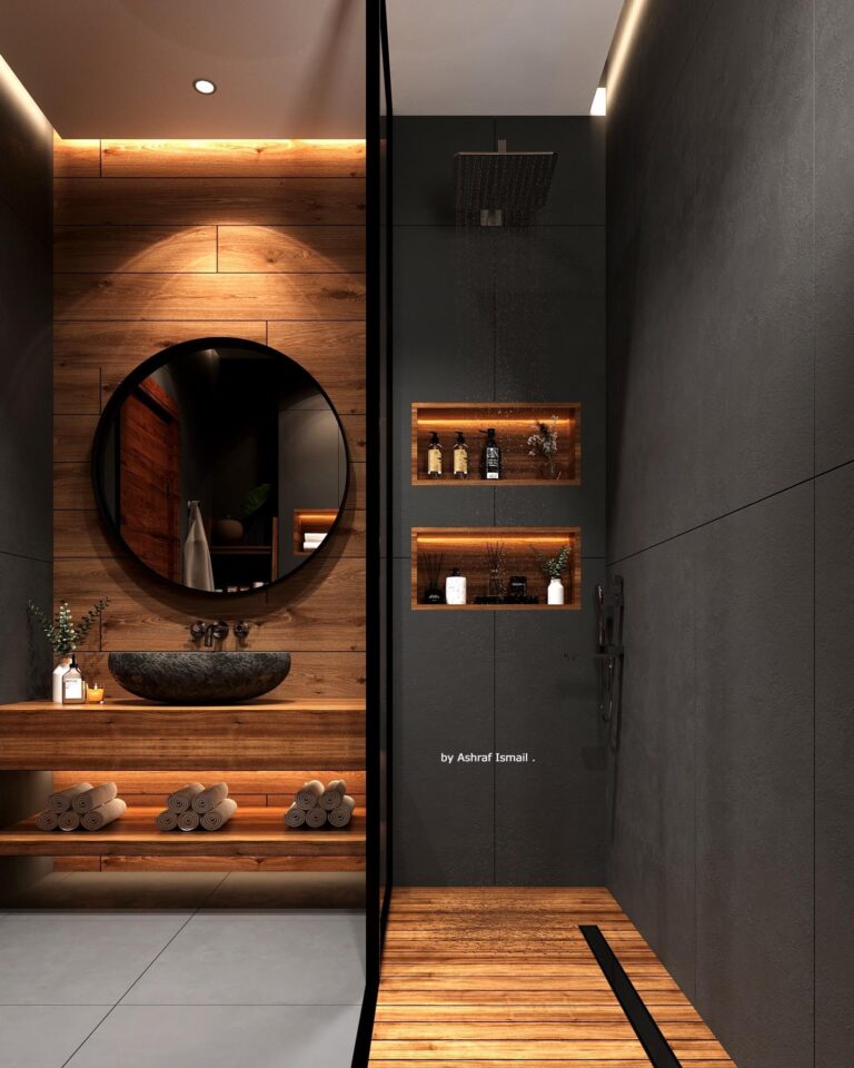 dark modern bathroom
