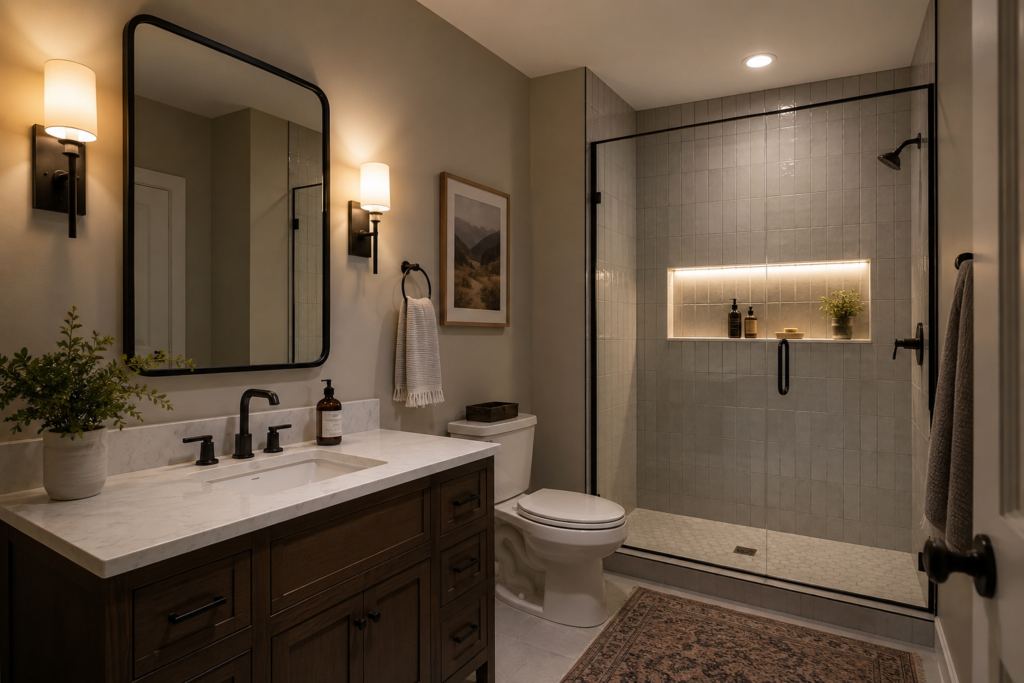 Layered Lighting in bathroom