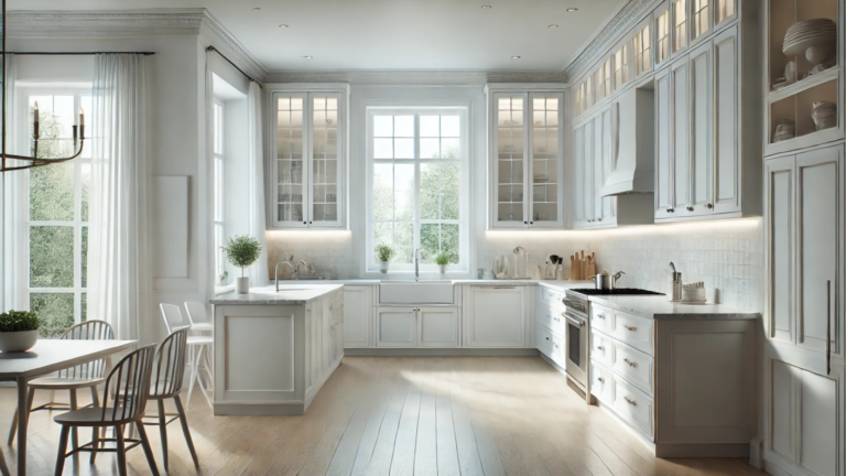 bright and airy white kitchen with under cabinet lighting