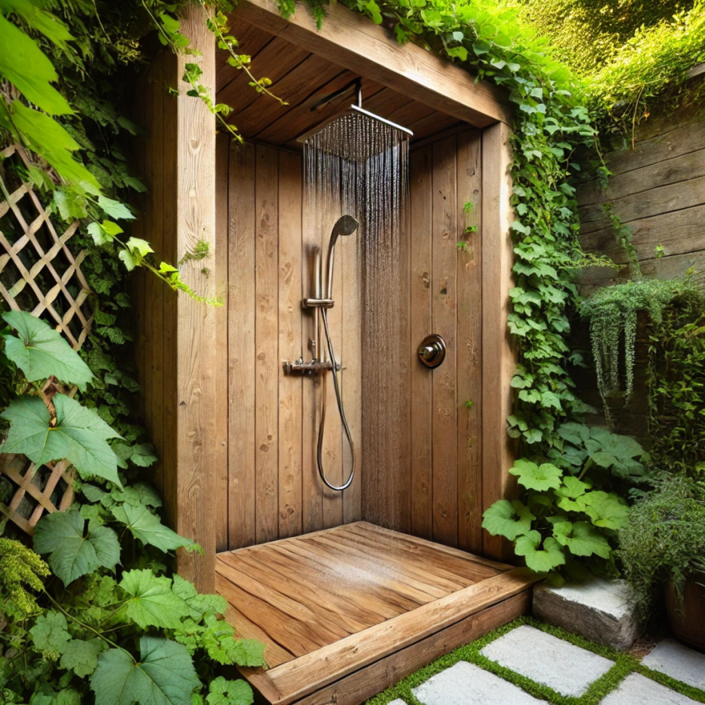 Rustic outdoor shower