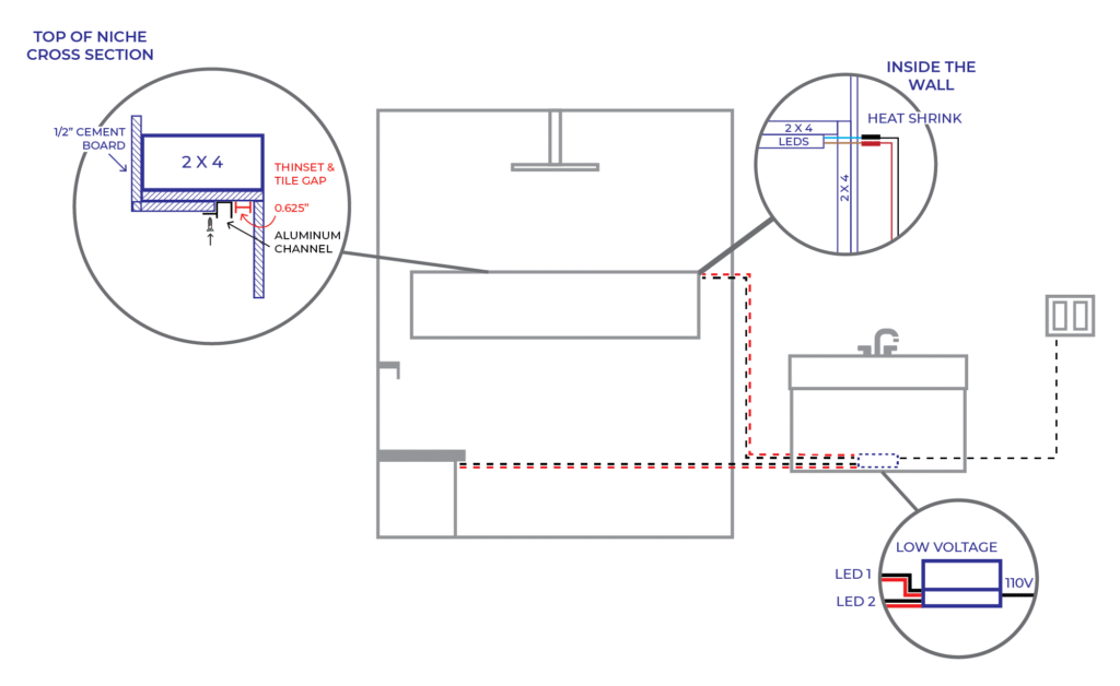 Shower niche light wiring diagram for 2 locations