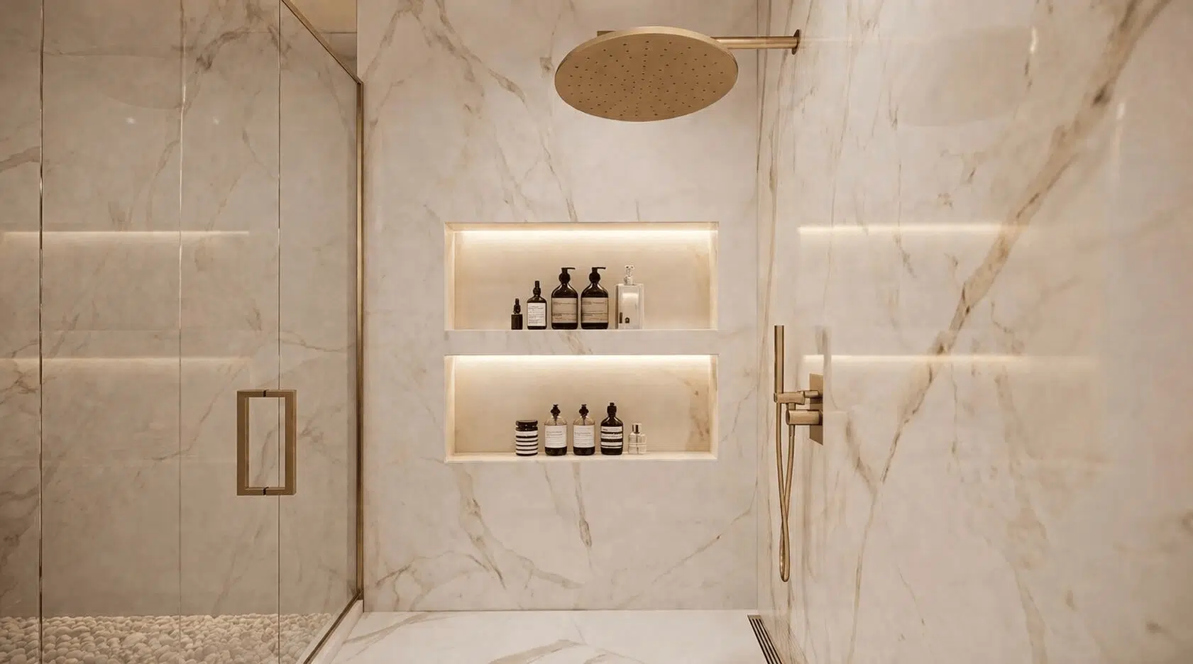 double waterproof LED light in niche